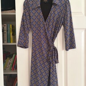 Laundry Blue Geometric Wrap Dress